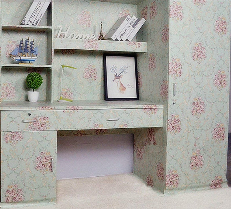 Teemall Vintage Blooming Flower Wallpaper Peel & Stick Backsplash Mural for Livingroom Bedroom Kitchen 17.7''x98'' - Image 5